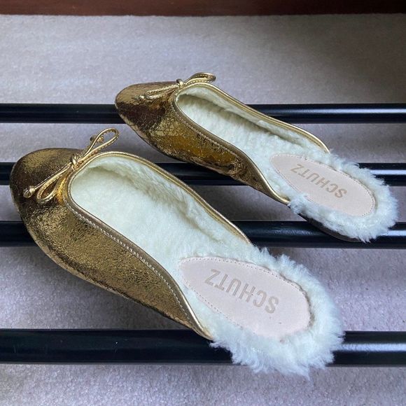 SCHUTZ Women Evelin Leather Shearling Slide Ballerina Flats - NEW NWOB - Picture 4 of 8